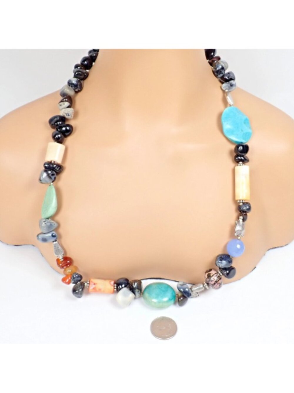 Rare! Mario Buccellati Free Time Silver Large Snake Turtle River Stone Necklace - Picture 5 of 14